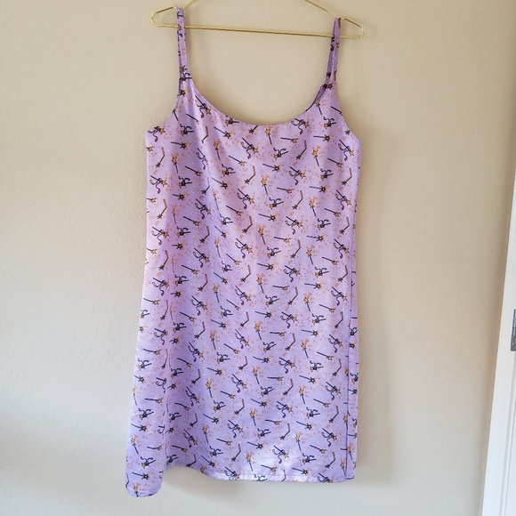 Funky Purple Print Slip Dress Size L - Picture 2 of 4